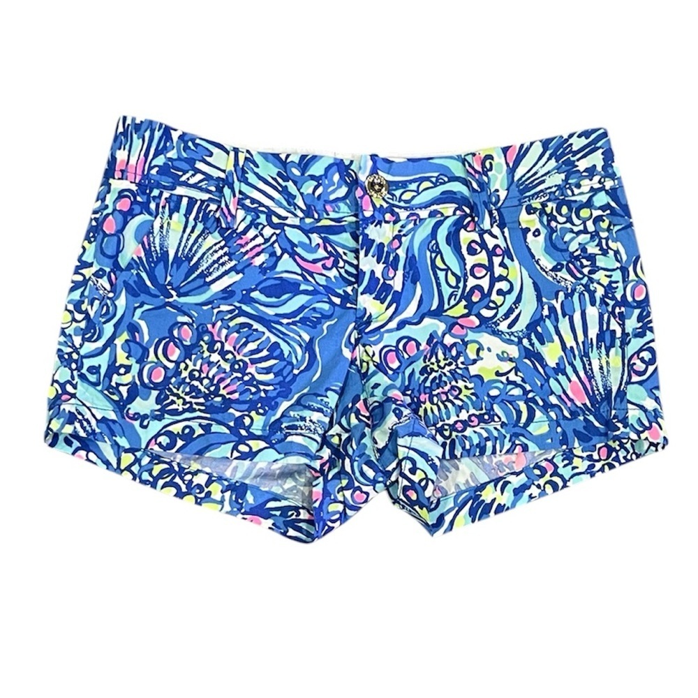 Lilly Pulitzer The Walsh 3” cotton short in blue ceviche size 4